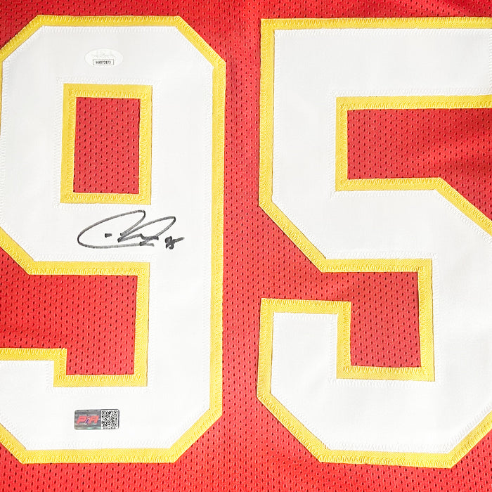 Golden Autographs Chris Jones Autographed Red Custom Football Jersey JSA