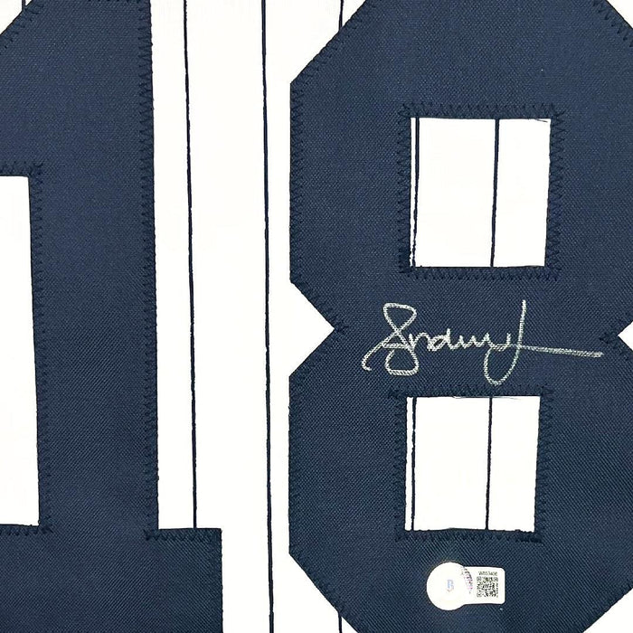 Andruw Jones Signed New York Pinstripe Baseball Jersey (Beckett)