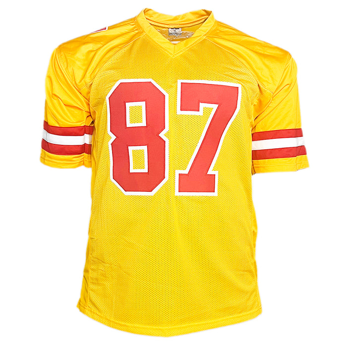 Travis Kelce Signed Kansas City Yellow Large Football Jersey (Beckett)