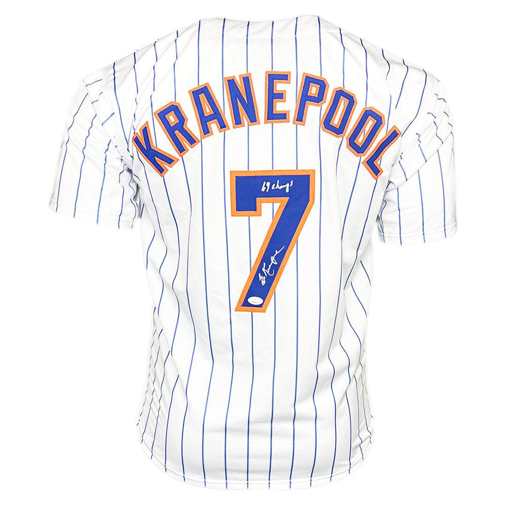 Ed Kranepool Signed 69 Champs Inscription New York Pinstripe Baseball  Jersey (JSA)