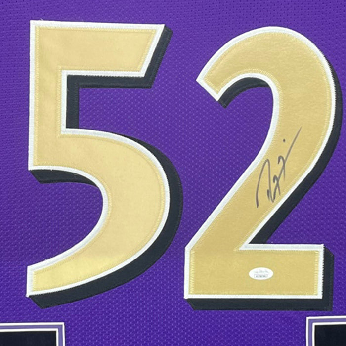 Ray Lewis Signed Baltimore Purple Custom Double-Suede Framed football — RSA