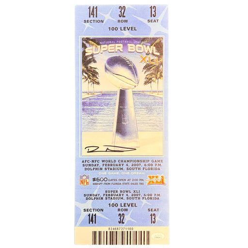 Robert Mathis Signed Super Bowl XLI Wooden Ticket (JSA)