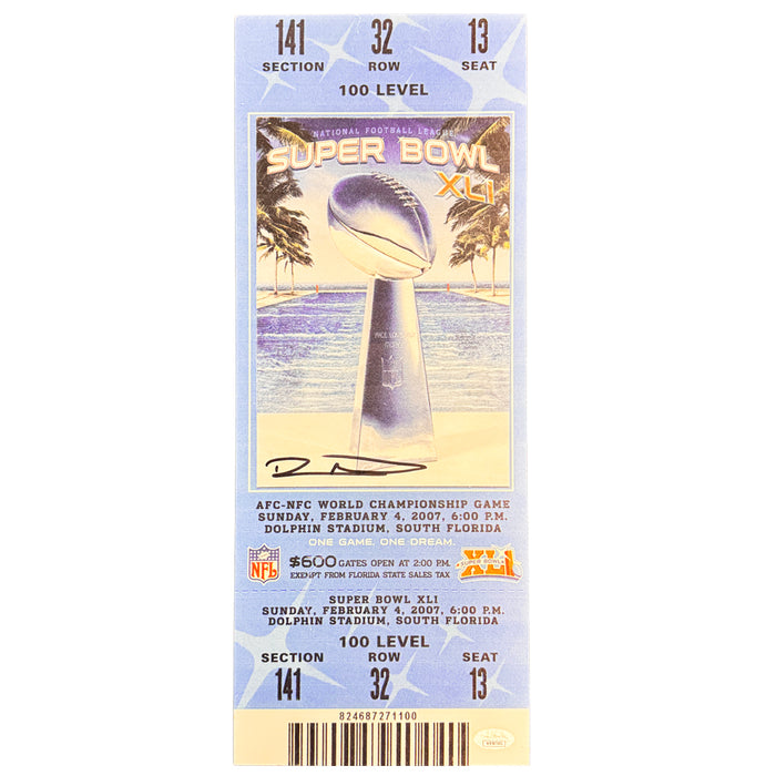 Robert Mathis Signed Super Bowl XLI Wooden Ticket (JSA)