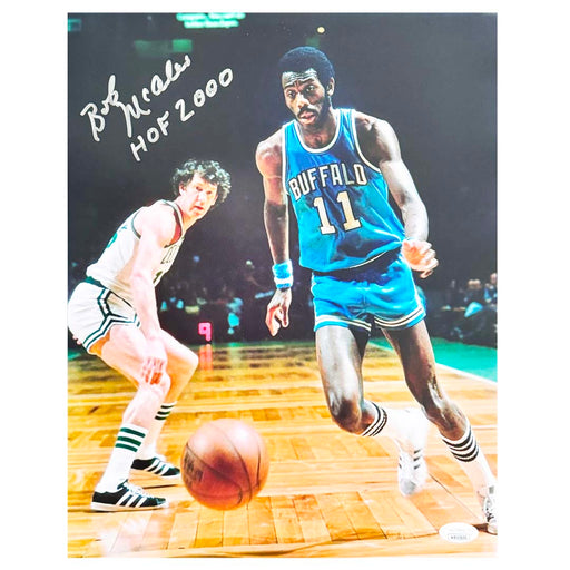 Bob McAdoo Signed HOF 2000 Inscription Buffalo Pose 1 Basketball 11x14 Photo (JSA)