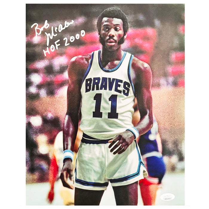 Bob McAdoo Signed HOF 2000 Inscription Buffalo Pose 3 Basketball 11x14 Photo (JSA)