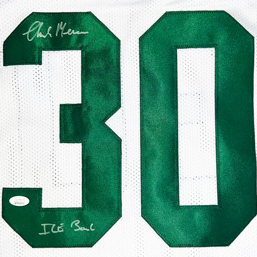 Chuck Mercein Signed Ice Bowl Inscription Green Bay White Football Jersey (JSA)