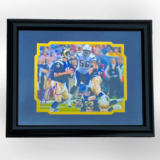 Shawne Merriman Signed San Diego Pose 2 Football Framed 8x10 Photo (JSA)