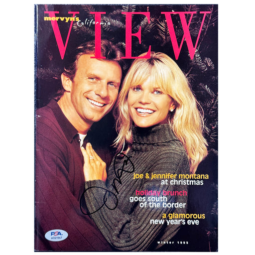 Joe Montana Signed 1995 Mervyn's California View Magazine (PSA)