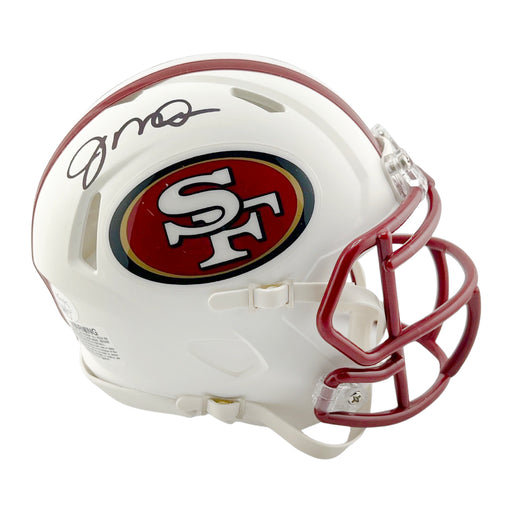 Joe Montana Signed San Francisco 49ers Flat White Speed Mini Football Helmet (JSA)