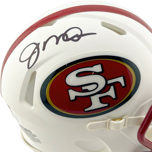 Joe Montana Signed San Francisco 49ers Flat White Speed Mini Football Helmet (JSA)