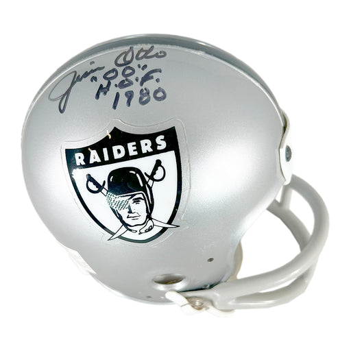 Jim Otto Signed HOF 1980 Inscription Oakland Raiders Authentic Mini Football Helmet (Beckett)