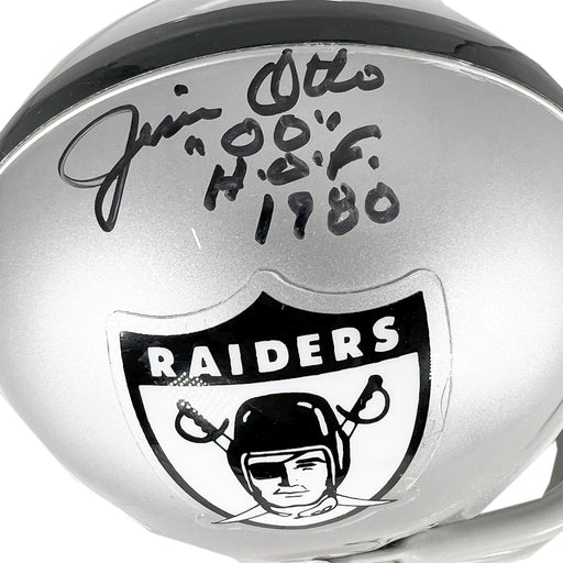 Jim Otto Signed HOF 1980 Inscription Oakland Raiders Authentic Mini Football Helmet (Beckett)