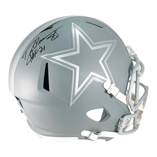 Drew Pearson Signed HOF 21 Inscription Dallas Cowboys Slate Alternate Speed Full-Size Replica Football Helmet (JSA)