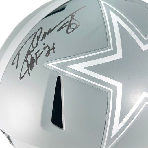Drew Pearson Signed HOF 21 Inscription Dallas Cowboys Slate Alternate Speed Full-Size Replica Football Helmet (JSA)