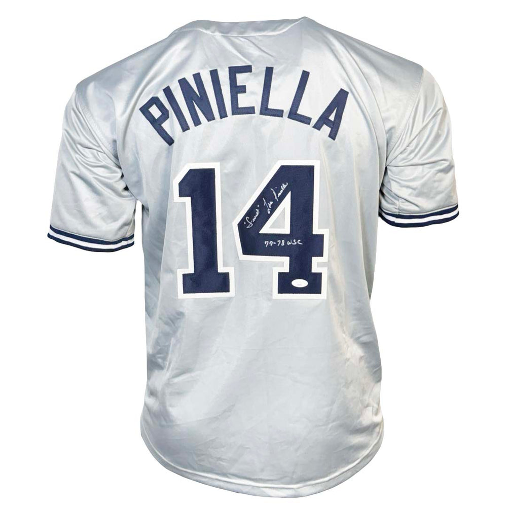 Lou Piniella Signed "Sweet Lou Piniella" and  77-78 WSC Inscriptions New York Grey Baseball Jersey (JSA)