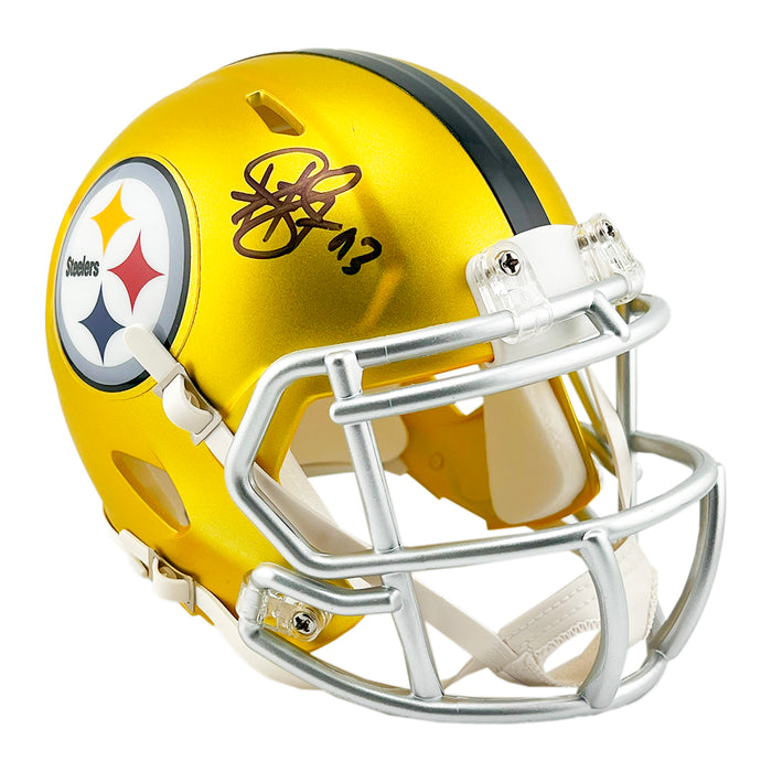 Troy Polamalu Signed Pittsburgh Steelers Blaze Mini Football Helmet (Beckett)