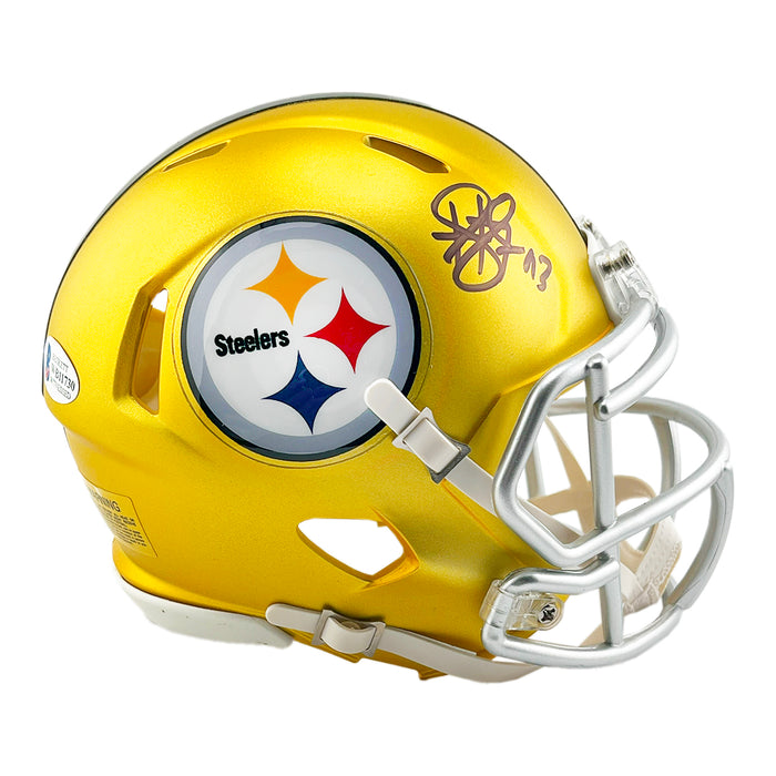 Troy Polamalu Signed Pittsburgh Steelers Blaze Mini Football Helmet (Beckett)