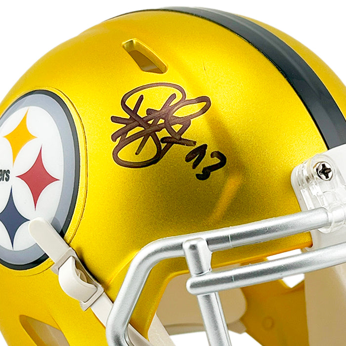 Troy Polamalu Signed Pittsburgh Steelers Blaze Mini Football Helmet (Beckett)