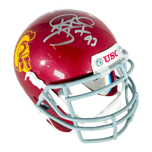 Troy Polamalu Signed USC Trojans Maroon Mini Schutt Football Helmet (Beckett)