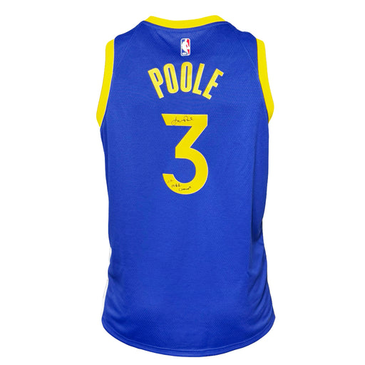 Jordan Poole Signed 22 NBA Champs Inscription Authentic Golden State Warriors Blue Nike Icon Edition Basketball Jersey (Beckett)