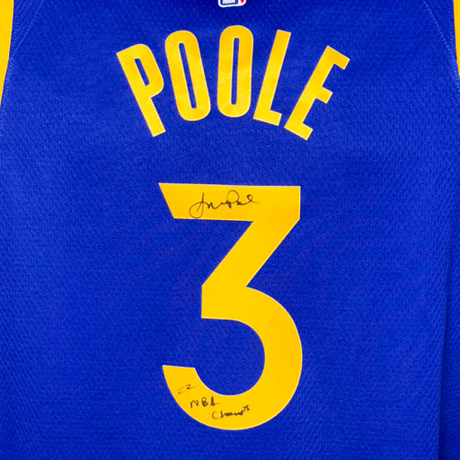 Jordan Poole Signed 22 NBA Champs Inscription Authentic Golden State Warriors Blue Nike Icon Edition Basketball Jersey (Beckett)