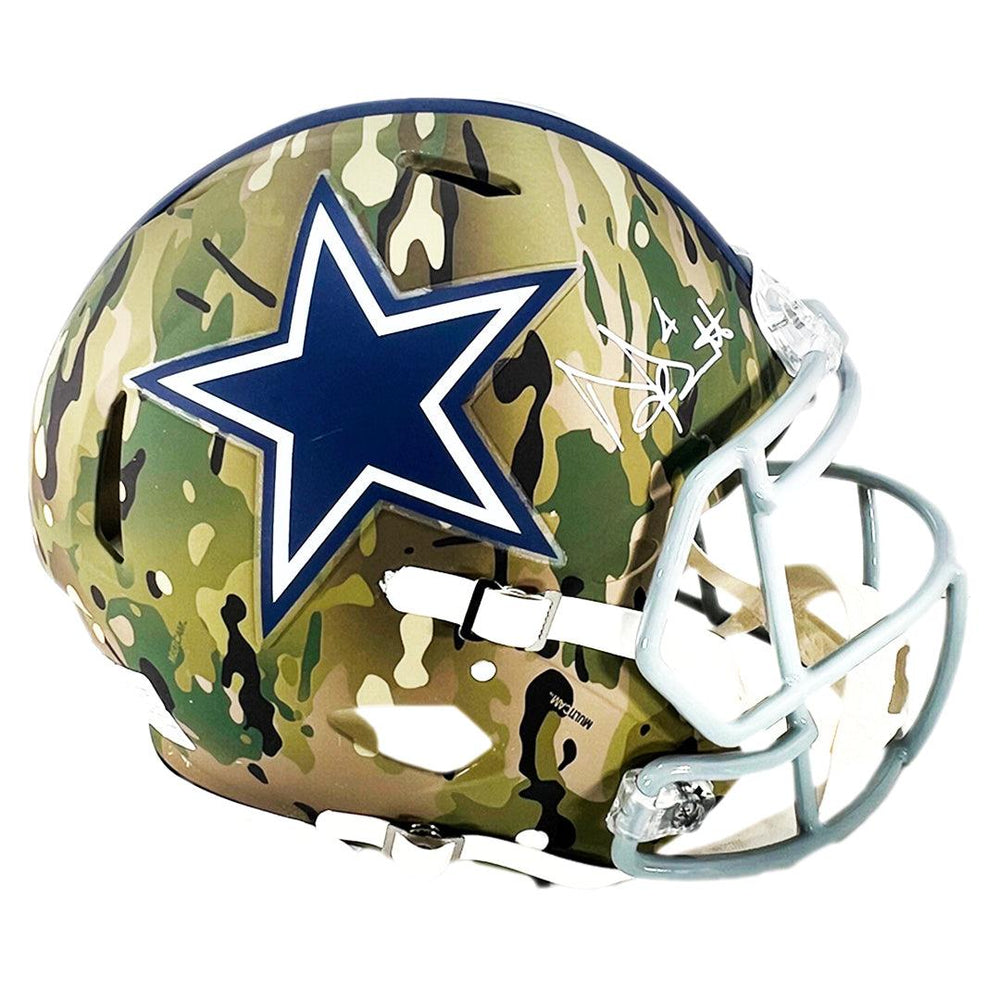 Dak Prescott Signed Dallas Cowboys Camo Authentic Speed Full-Size Football Helmet (Beckett) - RSA