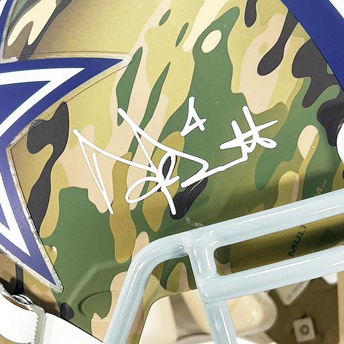 Dak Prescott Autographed Dallas Cowboys Full Size Camo Helmet