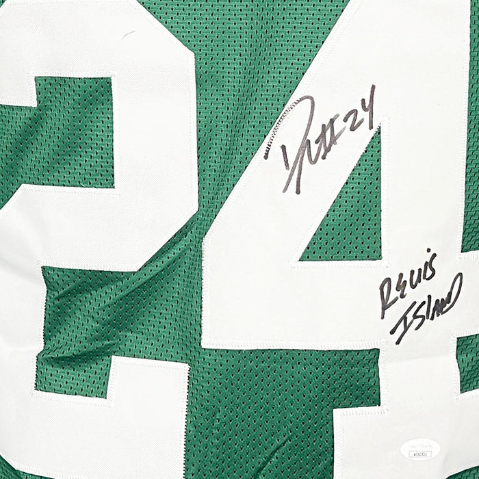 Darrelle Revis Signed Revis Island Inscription New York Green