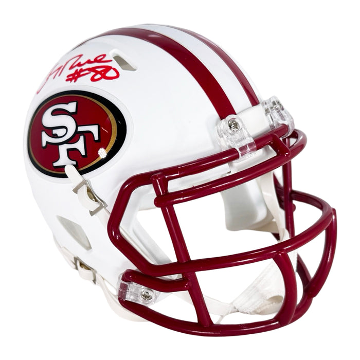 Jerry Rice Signed San Francisco 49ers Flat White Speed Mini Football Helmet (Beckett)