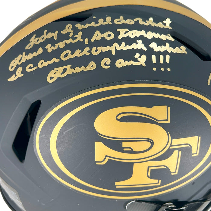 Jerry Rice Signed Today Quote Inscription San Francisco 49ers Authentic Eclipse Speed Full-Size Football Helmet (Beckett)