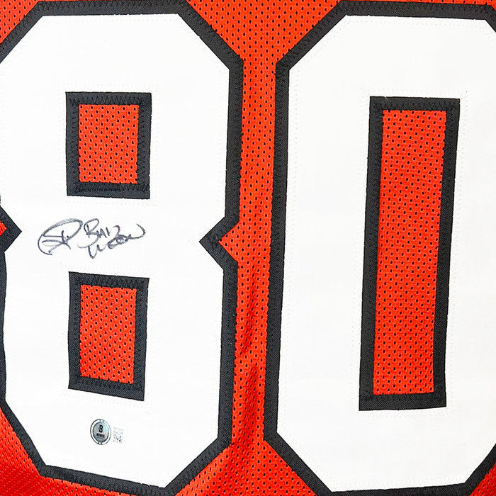 Andre Rison Signed Bad Moon Inscription Atlanta Red Football Jersey (Beckett)