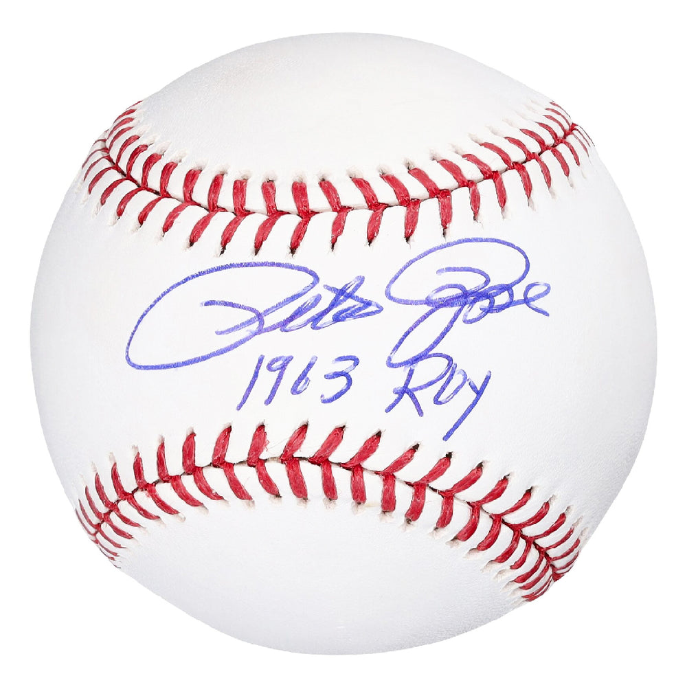 Pete Rose Signed 1963 ROY Inscription Rawlings Official Major League Baseball (JSA)