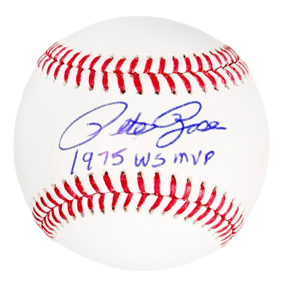 Pete Rose Signed 1975 WS MVP Inscription Rawlings Official Major League Baseball (JSA)