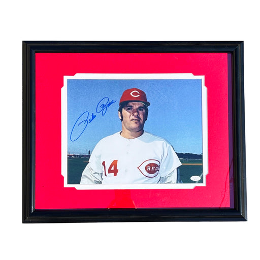 Pete Rose Signed Cincinnati Pose 5 Baseball Framed 11x14 Photo (JSA)