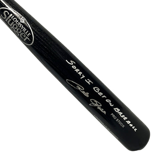 Pete Rose Signed Sorry I Bet on Baseball Inscription Louisville Slugger Official MLB Black Baseball Bat (JSA)