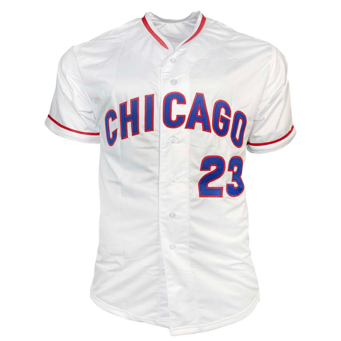 Ryne Sandberg Signed HOF 05 Inscription Chicago White Stats Baseball Jersey (JSA)