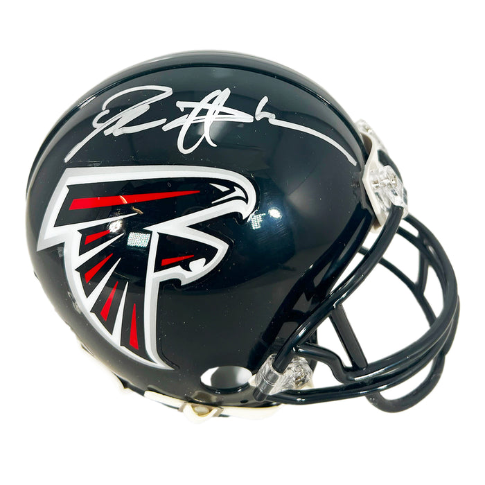 Deion Sanders Signed Atlanta Falcons Mini Football Helmet Silver Ink (Beckett)