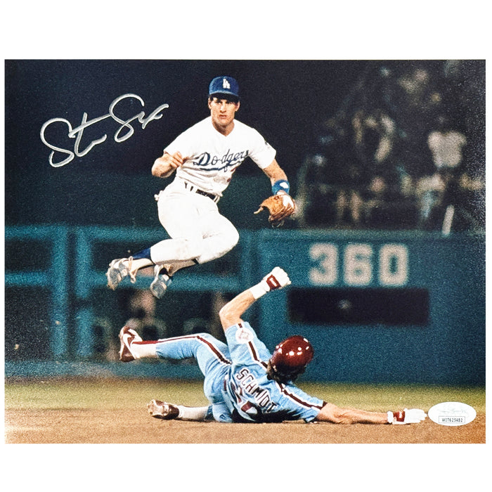 Steve Sax Signed Los Angeles Pose 4 Baseball 8x10 Photo (JSA)