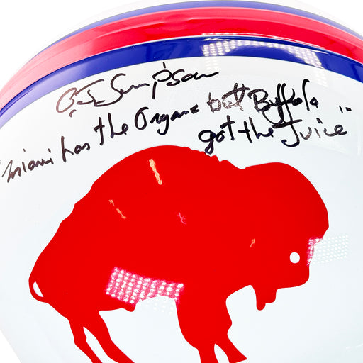 OJ Simpson Signed Multiple Inscription Buffalo Bills Throwback 65-73 Full-Size Replica Football Helmet (JSA)