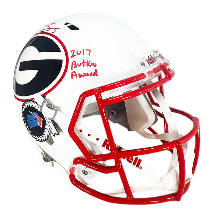 Roquan Smith Signed 2017 Butkus Award Inscription Georgia Bulldogs AMP Speed Full-Size Replica Football Helmet (Beckett) - RSA