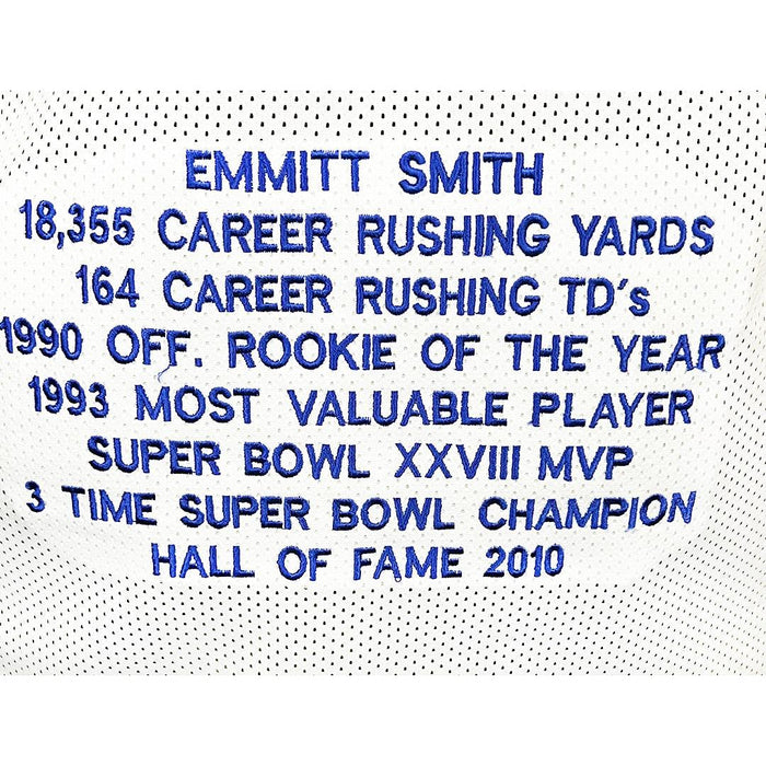 Emmitt Smith Autographed Dallas Cowboys Career Stat Jersey