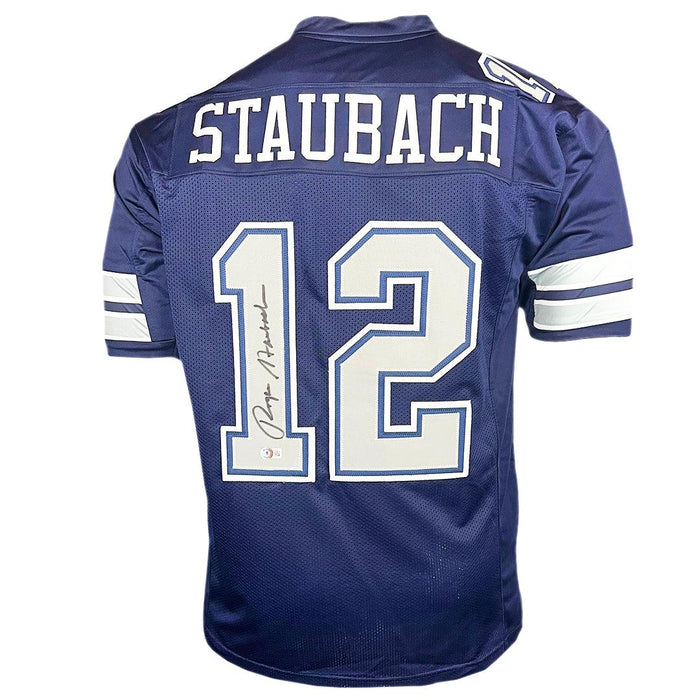 Roger Staubach Signed Autographed Dallas Cowboys Stat Jersey Beckett