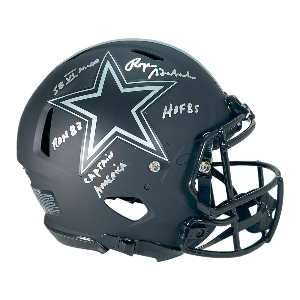 Roger Staubach Signed Multi-Inscription Dallas Cowboys Authentic Eclipse Speed Full-Size Football Helmet (Beckett)