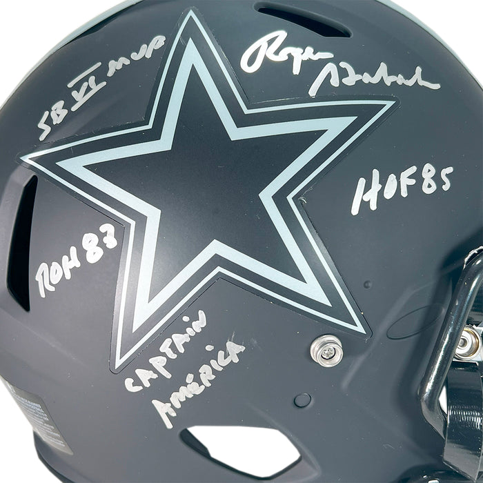 Roger Staubach Signed Multi-Inscription Dallas Cowboys Authentic Eclipse Speed Full-Size Football Helmet (Beckett)