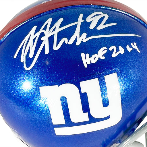 Michael Strahan Signed HOF 14 Inscription New York Giants Mini Football Helmet (JSA)