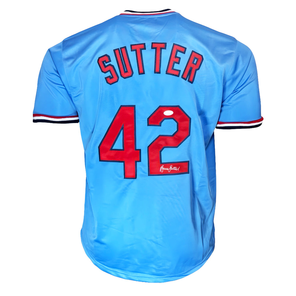 Bruce Sutter Signed St. Louis Blue Baseball Jersey (JSA)