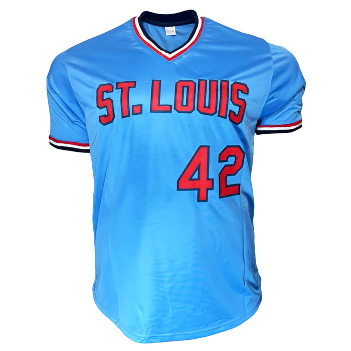 Bruce Sutter Signed St. Louis Blue Baseball Jersey (JSA)