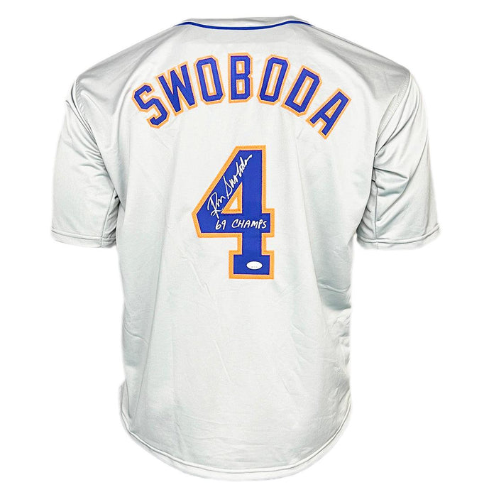 Ron Swoboda Signed 69 Champs Inscription New York Grey Baseball