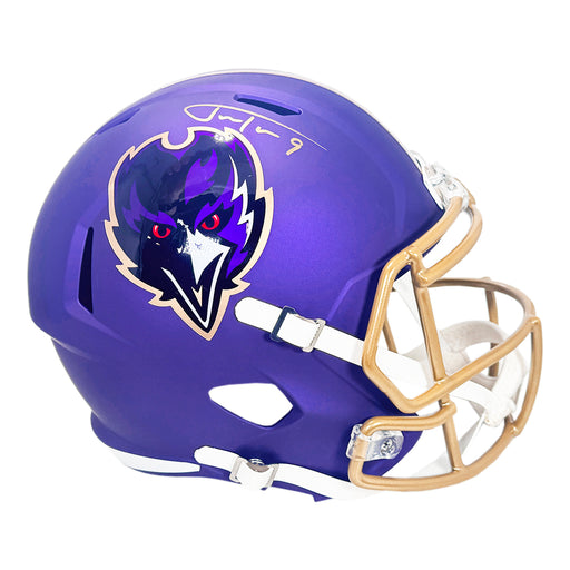 Justin Tucker Signed Baltimore Ravens Alt 2024 Full-Size Replica Football Helmet (Beckett)