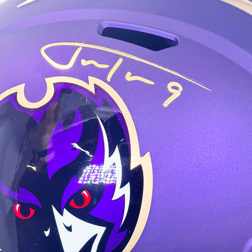 Justin Tucker Signed Baltimore Ravens Alt 2024 Full-Size Replica Football Helmet (Beckett)